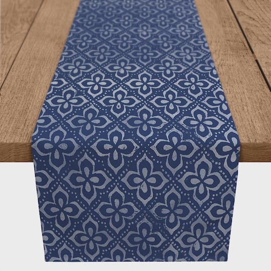 Navy Quatrefoils Outdoor Table Runner
